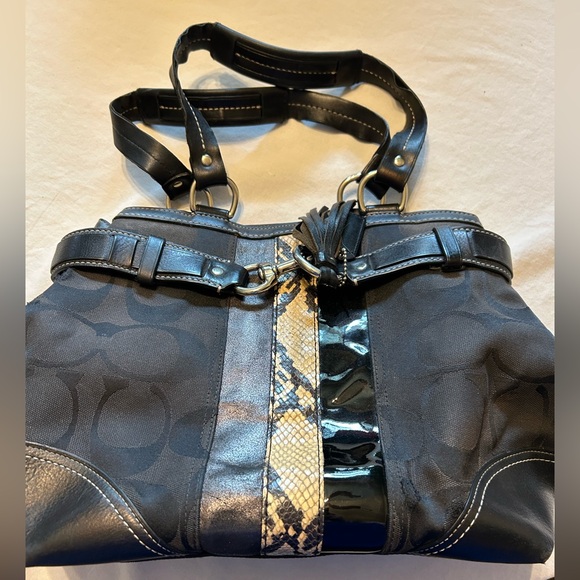 Coach Black Leather and Canvas Bucket Bag - Picture 1 of 15